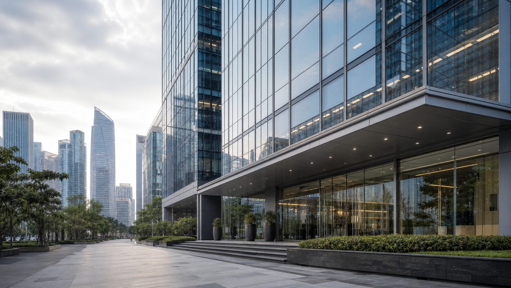 Modern Singapore business district building